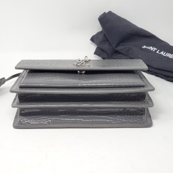 YSL SUNSET Medium Croc Crossbody Brand New - Picture 6 of 13